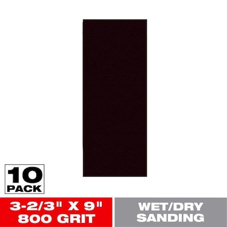 Diablo 1/3 Sheet 800-Grit Wet/Dry Sanding Sheets 10-Piece DCS323800S10W