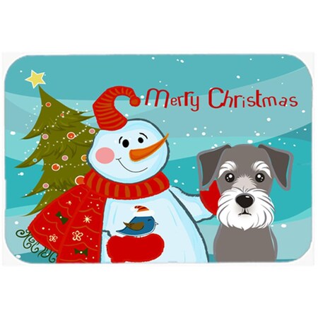 Carolines Treasures Snowman With Schnauzer Glass Cutting Board- Large BB1826LCB