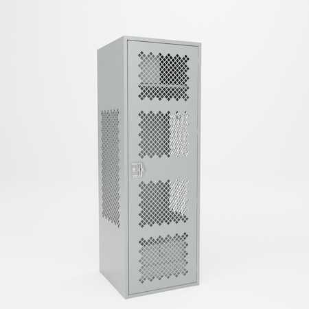 Pucel Athletic Gear Locker, 24 in W x 72 in H x 24 in D, Perforated Door, Top Cabinet, Foot Locker, Gray GL-2472-24-DTF