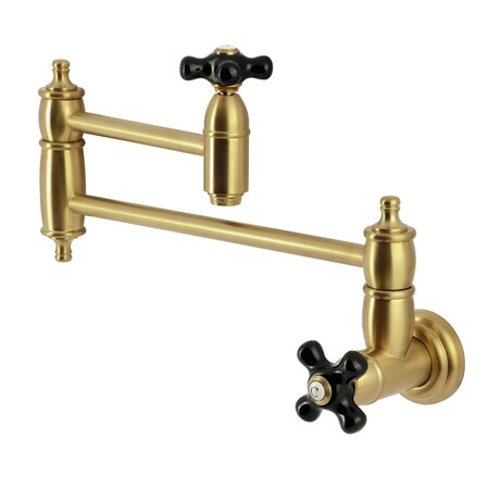 Kingston Brass Wall Mount Pot Filler Faucet, Brushed Brass KS3107PKX