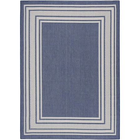 Homeroots 4' X 6' Navy Blue And Ivory Geometric Indoor Outdoor Area Rug 572616