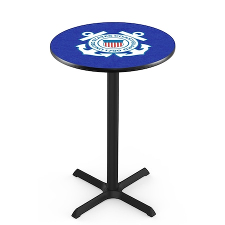 Holland Bar Stool Co 42" Blk Wrinkle U.S. Coast Guard Pub Table, 36" dia. Top L211B4236CstGrd