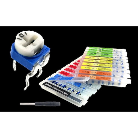 Florida Tools 100 Ohm- 2M Ohm Variable 19 Types Potentiometer Assortment Kit 152 pcs FT924A