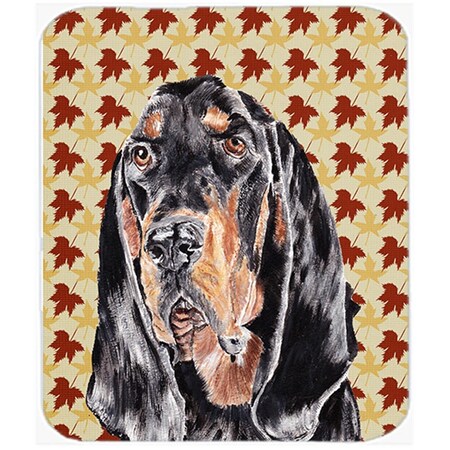 Carolines Treasures 15 x 12 in. Coonhound Fall Leaves Glass Cutting Board- Large SC9539LCB