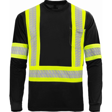 Ironwear Class 1 Type O Hi Vis Reflective Long Sleeve Safety T-Shirt, Black, 5X-Large 1208-B-5XL