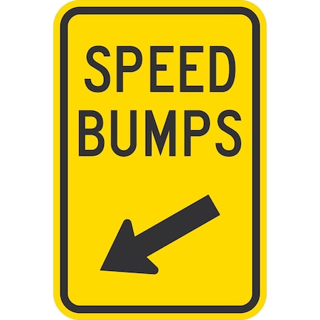 Lyle Speed Bumps with Diagonally Left Arrow, 12x18, High Intensity Prismatic, Yellow G-4202-HI_12x18