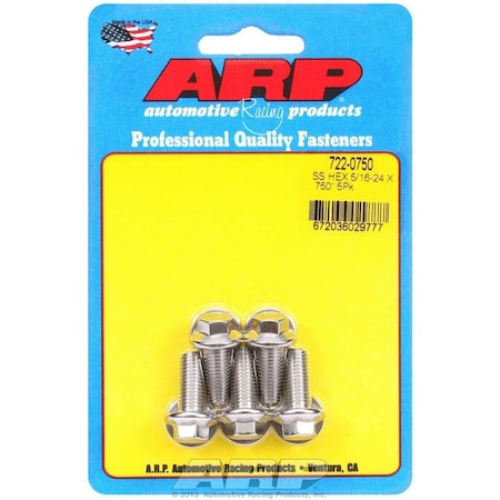 Arp 722-0750 0.31-24 x 0.75 in. 6-Point Stainless Steel Bolt Kit, 5 Piece ARP722-0750