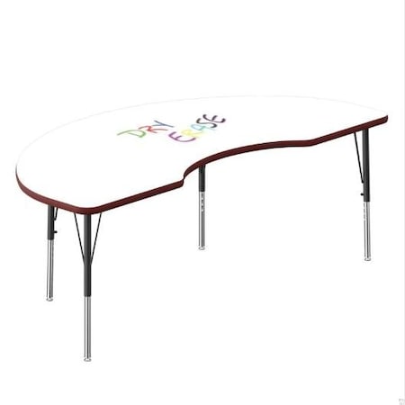 Correll Kidney Dry Erase Activity Table, 72 in W, 36 in L, 19 in to 29 in H, Particleboard, Frosty White A3672DE-KID-80-09-35