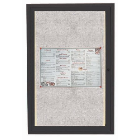 Aarco Outdoor Illuminated Enclosed Bulletin Board w/ Al Frame, Stard Vinyl, Powder Coated Black, 24''Hx18''W ODCC2418RIBK