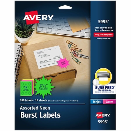 Avery Dennison LABEL, LGE BURST 12SH, AST 5995