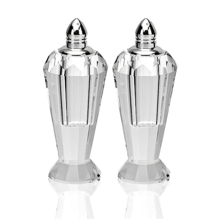 Tarifa Handcrafted Optical Crystal & Silver Salt & Pepper Shakers, Pair TA3094469