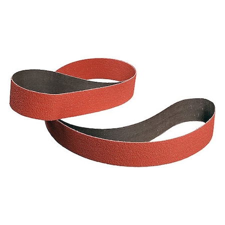3M Cubitron Sanding Belt, 2 in W, 60 in L, Coated, Ceramic, 50 Grit, Not Applicable, 984F, Maroon 7010363527