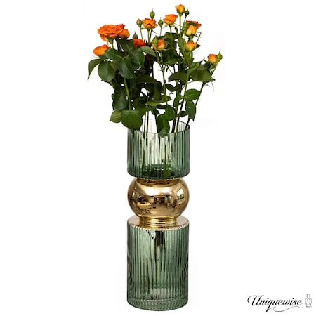 Uniquewise 14-Inch Decorative Green Tall Glass Vase - Modern Minimalist Decor for Parties, and Special QI004735.GN.L