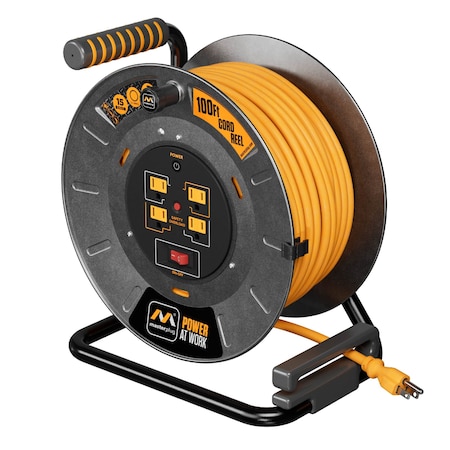 Masterplug 100Ft 4 Sockets 15A 12AWG Large Open Metal Reel OTLP1001512G4SL-US