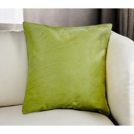 Homeroots 18" Lime Green Cowhide Throw Pillow 544593