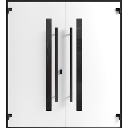 Vdomdoors Front Exterior Prehung Aluminum Double Doors Ronex0144 Grey Mirrored Clear Glass Entry Metal Modern RONEX0144DEXD-GRE-W72xH80-LH-O