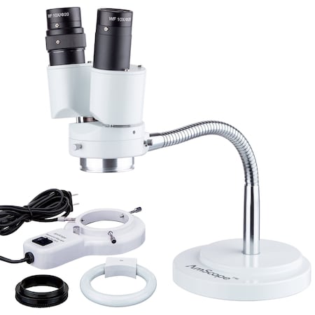 Amscope 8x Binocular - Gooseneck Arm Stereo Microscope With 8W Flourescent Ring Light SE508-FRL