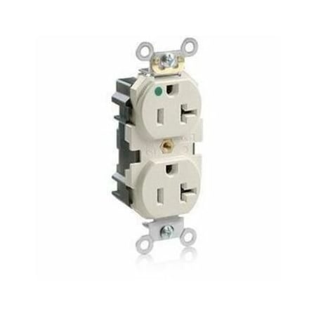 Leviton Straight Blade Receptacle, 5-20R, 20 A, 125V AC, Flush Mount, Self-Grounded M8300-HT