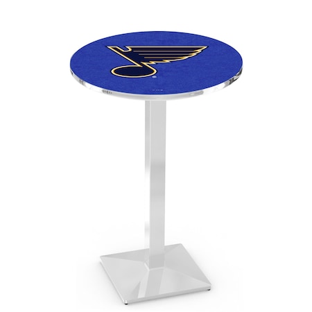 Holland Bar Stool Co 42" Chrome St Louis Blues Pub Table, 36" dia. Top L217C4236STLBlu