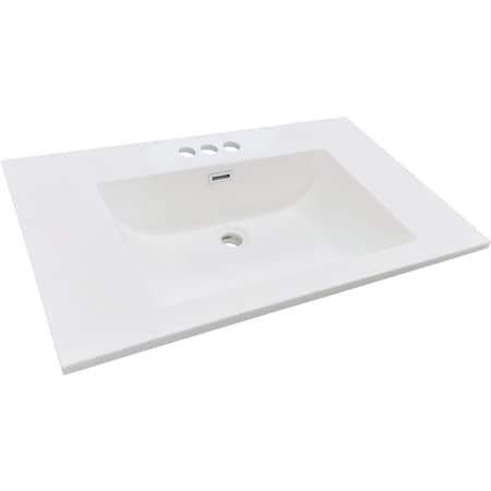 Craftmark 37''x22'' Cultured Marble Solid High Gloss Wht Vanity Top with Wave Bowl WB3722330