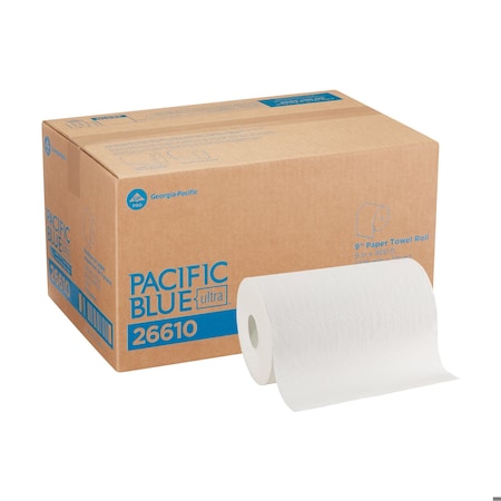 Georgia-Pacific Pacific Blue Ultra Hardwound Paper Towels, 1 Ply, Continuous Roll Sheets, 400 ft, White, 6 PK 26610