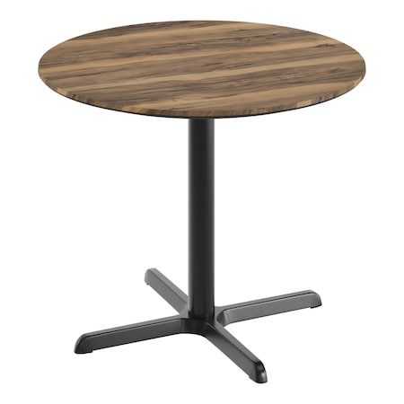 Flash Furniture Commercial 36" Natural HPL Tabletop with Black Table Height X Base ST-RD36-NAT-T3030-GG