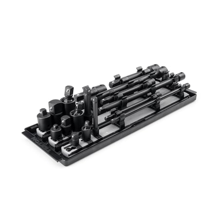 Tekton 1/4, 3/8, 1/2 Inch Drive Impact Extension and Accessory Set with Rails and Tray 17-Piece SIA99201