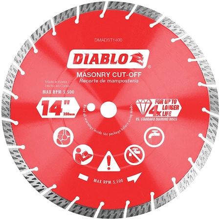 Diablo 14'' Segmented Turbo Rim Dry/Wet Diamond Blade DMADST1400