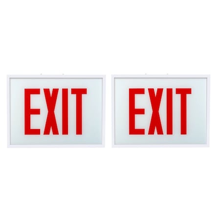 Keystone Exit Sign | Steel | Chicago Compliant | Style 1 | White Color | Single Facing | Red Lettering| Surfa KT-EX-STCH1-WH1RL-SU /EE