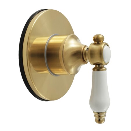 Kingston Brass Single-Handle Six-Way Diverter Valve with Round Trim Kit, Brushed Brass KS4037BPL