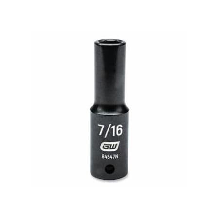 Gearwrench Impact Socket, 1/2 in Drive Size, 7/16 in Opening Size, 6-point, Deep Length 329-84547N