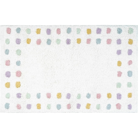 Homeroots 32" White Purple And Pink Cotton Polka Dots Bath Rug 634899