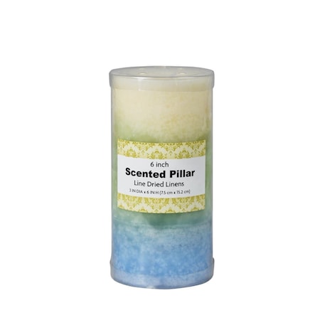 Jeco 3 x 6 in. Tritone Scented Pillar Candle, Blue, Green & White JE308044