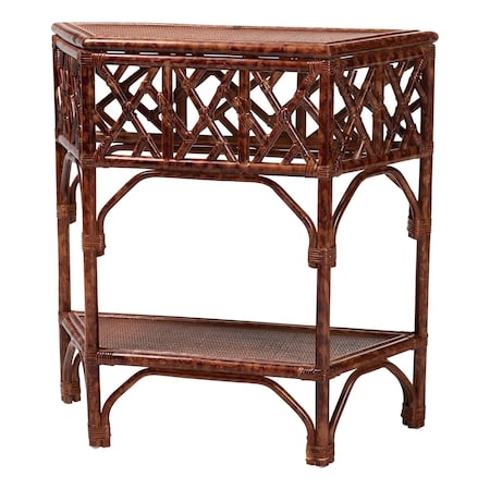 Bali & Pari Gaspar Marbled Tortoise Natural Rattan Console Table 262-14437-ZORO