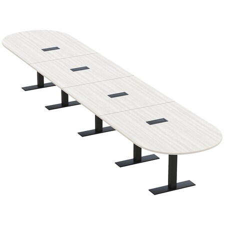 Skutchi Designs 20 Person Conference Table With Power Unit | 20' Racetrack Table | Harmony Series HAR-RAC-48X240-T.BK-WA7976-EBLK