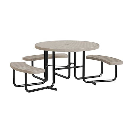 Leisure Craft 46" Round ADA Accessible Outdoor Picnic Table with 3 Bench Seats, Sandstone T46ROP-ADA-SANDSTONE