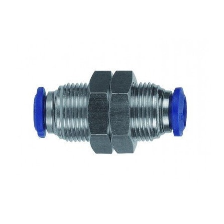 Usa Industrials Push to Connect Tube Fitting, Nickel Plated Brass w/ Plastic Release Ring, Bulkhead Union, ZUSA-TF-PTC-NPBR-479
