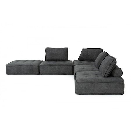 Homeroots Modern Charcoal Gray Floor Pillow Modular Sectional Sofa 473574