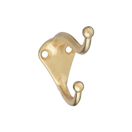 National Hardware V160 Series Coat and Hat Hook, 35 lb, 2-Hook, Zinc, Brass, 2PK N154-575