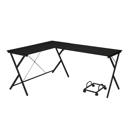 Homeroots 62" Black L Shape Computer Desk 491519