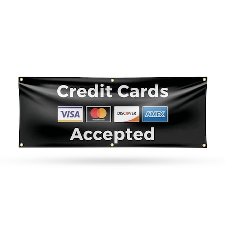 Signmission Credit Cards Accepted, 24 Inch x 72 Inch, Vinyl Banner B-72-30533