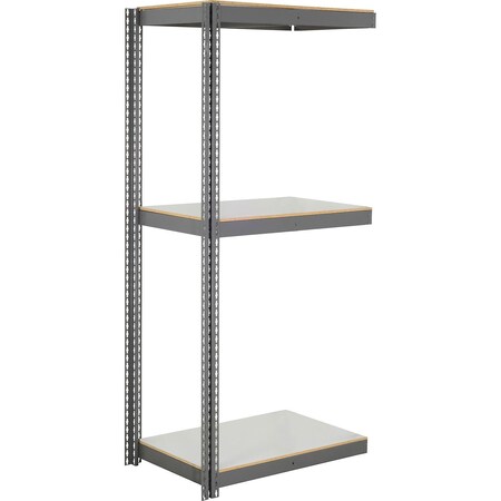 Global Industrial 3 Shelf, Heavy Duty Boltless Shelving Add On, 36"Wx12"Dx72"H, Laminate Deck B3165016