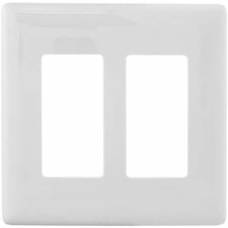 Hubbell Wiring Device-Kellems Wallplate, 2G Dec, Snap-On, White NPS262W