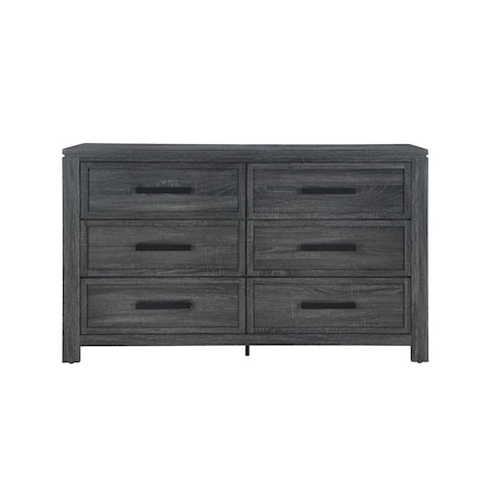 Homeroots 59" Dark Gray Wood Six Drawer Double Dresser 564672