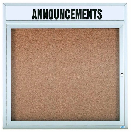 Aarco Illuminated Enclosed Bulletin Board w/ Header Clear Satin Anodized Al Frame, 36''Hx36''W DCC3636RHI