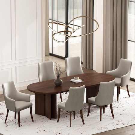 Manhattan Comfort 6-Piece Connie Dining Chair and Arm Chair in Light Grey 6-DC095-LG