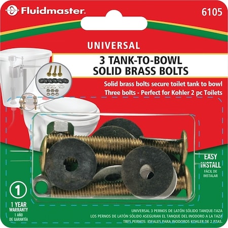 Fluidmaster Tank-to-Bowl Bolt, Brass, For: Rocking Toilets 6105