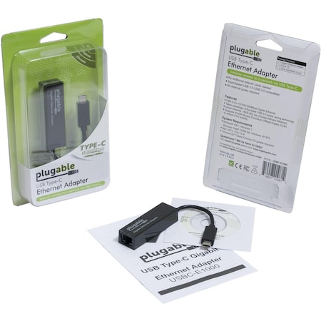 Plugable Technologies PLUGABLE USB C ETHERNET ADAPTER, FAST AND RELIABLE GIGABIT CONNECTION, COMPATIBL USBC-E1000