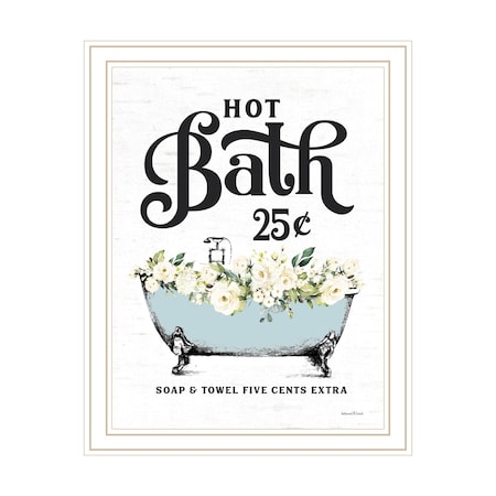 Homeroots Hot Bath White Framed Print Bathroom Wall Art 530063