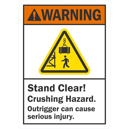Lyle Stand Clear! Crushing Hazard, Outrigger Can Cause Serious In, 10x14, Non-Reflective, White G-1449-PL_10x14